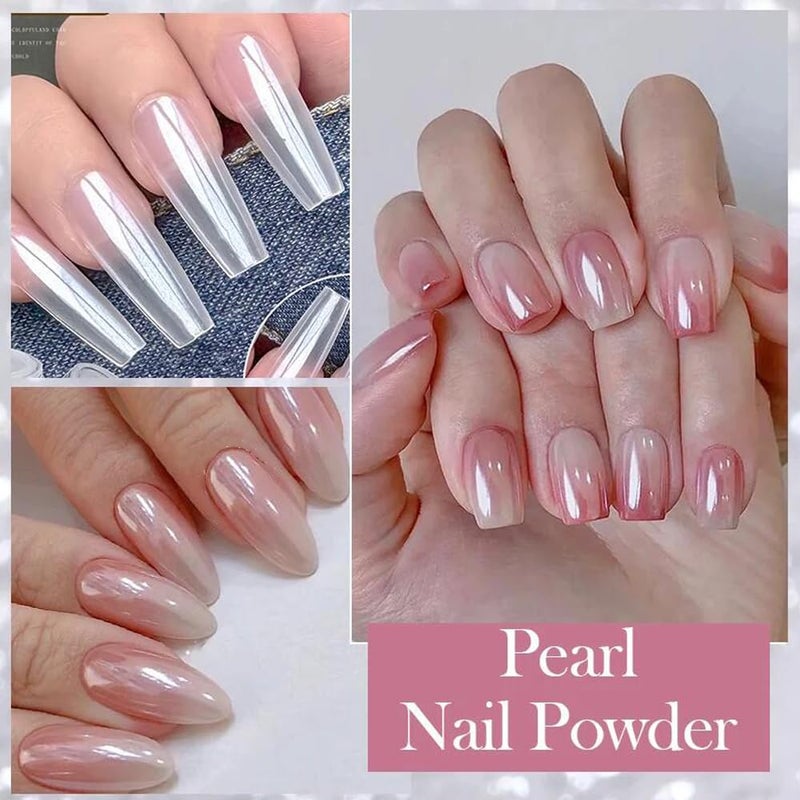 Bellecrey 1 Box Laser Nail Glitter Peacock Mirror Powder Laser Dust Nail Art Chrome Pigment Powder Rose Gold Silver Mix Nail Art Glitter Sequins DIY Sparkly Paillette Charm Flakes Gel Nail Decorations - Image 2